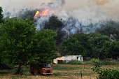 Wildfire in Feneos, Corinth, southern Greece