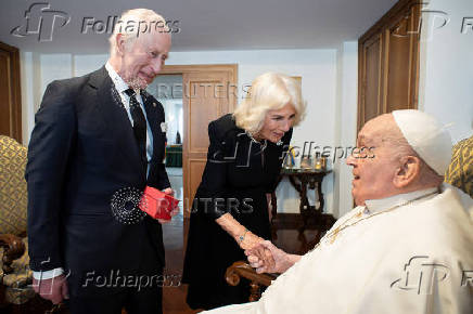 Pope Francis meets with Britain's King Charles and Queen Camilla at the Vatican