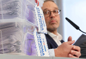 Head of Freedom Party Herbert Kickl attends a press conference in Vienna