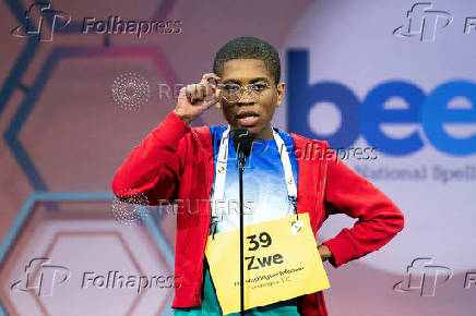 Student spellers compete in the annual Scripps National Spelling Bee