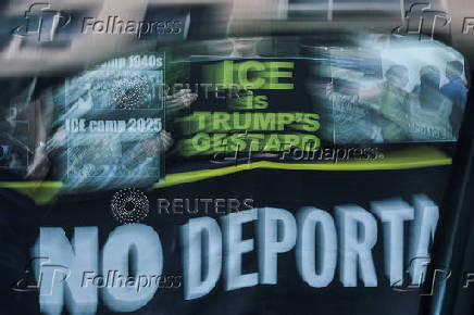 Protest against U.S. Immigration and Customs Enforcement (ICE) outside the U.S. immigration court in Manhattan, New York City