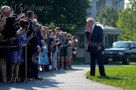U.S. President Donald Trump departs for Scotland