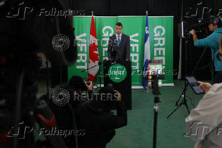 Green Party co-leader Pedneault responds after the Leaders' Debates Commission decided to drop the party from the French and English federal election debates, in Montreal