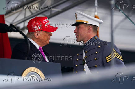 U.S. President Donald Trump attends the commencement ceremony at West Point Military Academy