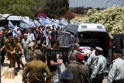Funeral of Israeli soldier Staff sergeant Yoav Raver, in Sde Warburg