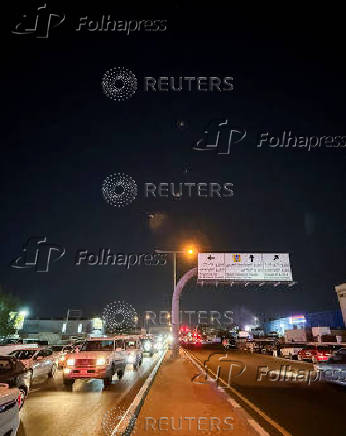 Traces are seen in the sky after Iran's armed forces say they targeted The Al-Udeid base in a missile attack