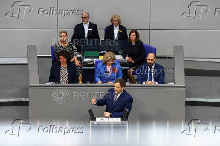 German lower house of parliament Bundestag budget session, in Berlin