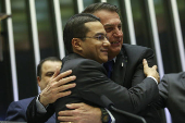 O presidente Jair Bolsonaro e o deputado Marcos Pereira