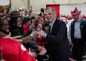 Canada's Prime Minister Mark Carney holds a Liberal Party election campaign rally in Calgary
