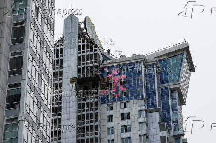 Aftermath of a Russian drone attack in Kyiv