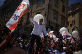 Luis Montenegro, Portugal's Prime Minister and Social Democratic Party leader of AD coalition rallies on the last day of the campaign ahead of the snap elections, in Lisbon
