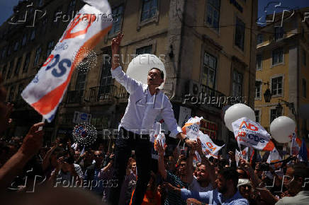 Luis Montenegro, Portugal's Prime Minister and Social Democratic Party leader of AD coalition rallies on the last day of the campaign ahead of the snap elections, in Lisbon