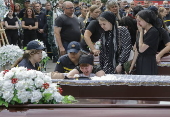 Farewell ceremony for three Ukrainian rescuers in Kyiv