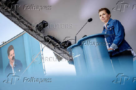 Denmark's Prime Minister Mette Frederiksen attends the political festival Folkemoedet in Allinge