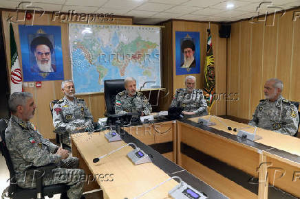 Iranian Army commander-in-chief Amir Hatami attends a meeting in the Iranian Army's War Command Room at an undisclosed location in Iran