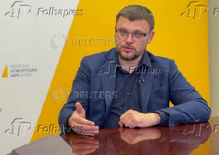NABU director Kryvonos speaks during an interview with Reuters in Kyiv