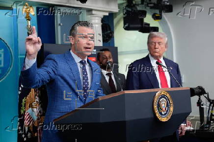 US President Donald Trump addresses the media at the White House