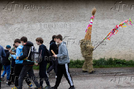 Easter celebration of 'Marching Judas' in Czech village of Stradoun