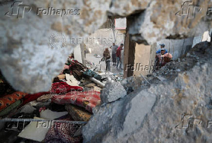 Aftermath of an Israeli strike on a house in Jabalia, in the northern Gaza Strip