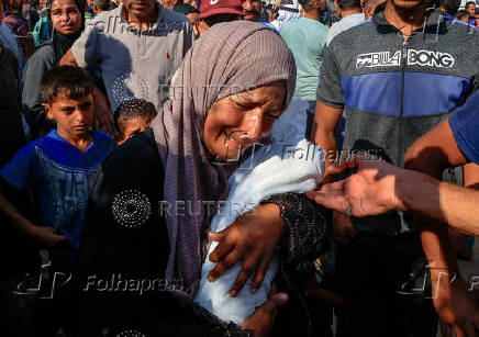 Palestinian mother mourns 3-month-old who died due to malnutrition, according to medics, in Khan Younis