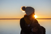 Atardecer en el salar de Uyuni en Bolivia