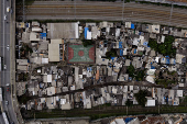 Vista aérea da favela do Moinho, em São Paulo