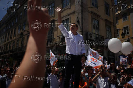 Luis Montenegro, Portugal's Prime Minister and Social Democratic Party leader of AD coalition rallies on the last day of the campaign ahead of the snap elections, in Lisbon