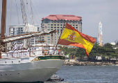 El Juan Sebastián Elcano sale de Santo Domingo con la princesa Leonor rumbo a Nueva York