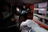 Bodies of Palestinians killed in an Israeli strike, at Al-Ahli Arab Baptist hospital, in Gaza City