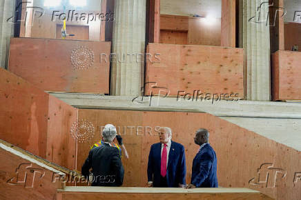 U.S. President Trump tours the Federal Reserve Board building in Washington, D.C.