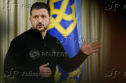 Ukraine's President Zelenskiy attends press conference in Kyiv