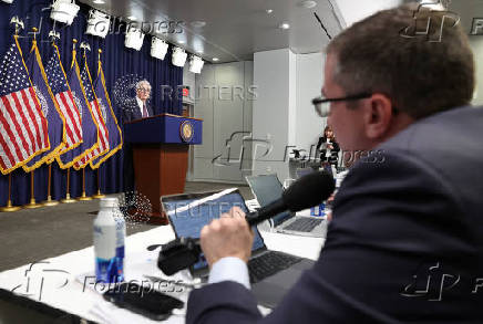 Federal Reserve Chair Jerome Powell holds a press conference in Washington