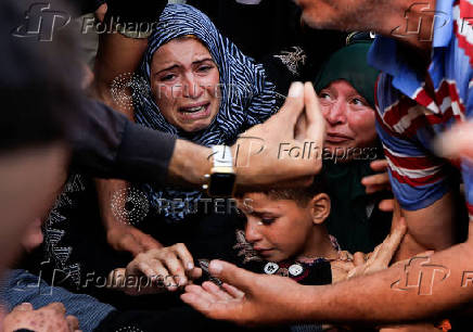 Funeral of Palestinians killed in Israeli strikes, in Khan Younis