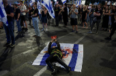 Protest in support of Israeli hostages in Gaza and against Israeli government, in Tel Aviv