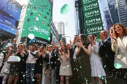 Financial technology company Chime's IPO at the Nasdaq MarketSite in New York City