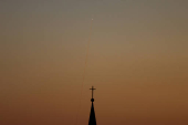 An interceptor missile is seen from Jerusalem