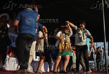 Former Bolivian President Morales holds a rally calling for 