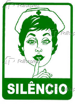 Placa enfermeira fazendo sinal de silêncio
