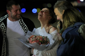 Ksenia Karelina Russian-American dual citizen, who was released from detention in Russia, arrives at Joint Base Andrews in Maryland