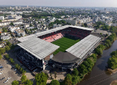 A drone view shows Roazhon Park, home of Stade Rennes