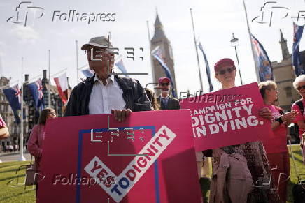Protests ahead of debate on the assisted dying bill in Parliament