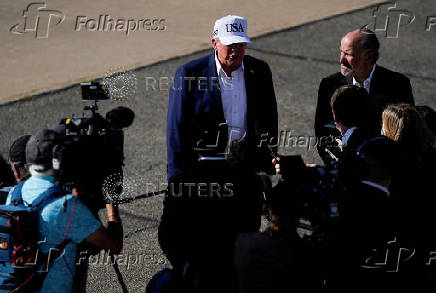 U.S. President Donald Trump boards Air Force One at Morristown Airport