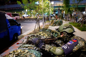 A soldier takes part in Taiwan's annual Han Kuang military exercises in Taipei