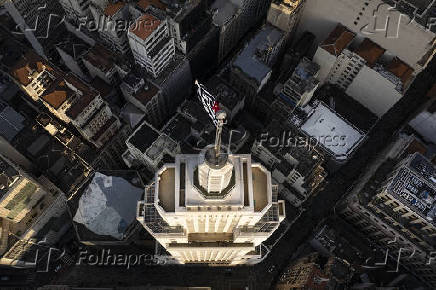 Vista aérea do prédio do Santander, no edifício Altino Arantes, no centro de SP