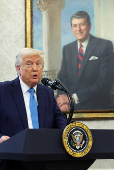 Swearing-in ceremony for the Chairman of the Securities and Exchange Commission (SEC) Paul Atkins at the White House in Washington