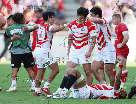 Japan beats Wales at a rugby test match