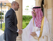 Saudi Foreign Minister Prince Faisal bin Farhan meets the French Minister of Europe and Foreign Affairs Jean-Noel Barrot in Riyadh, Saudi Arabia