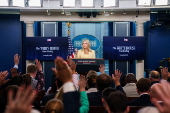 White House Press Secretary Leavitt addresses reporters in Washington, DC