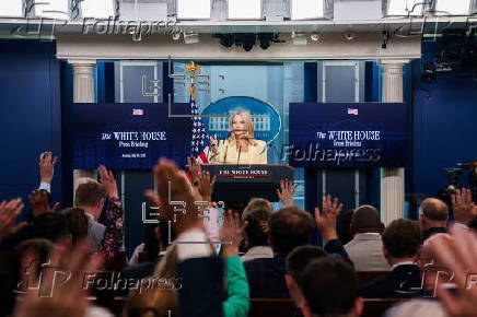 White House Press Secretary Leavitt addresses reporters in Washington, DC