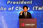Taiwan President Lai Ching-te delivers a speech at the opening ceremony of Computex in Taipei